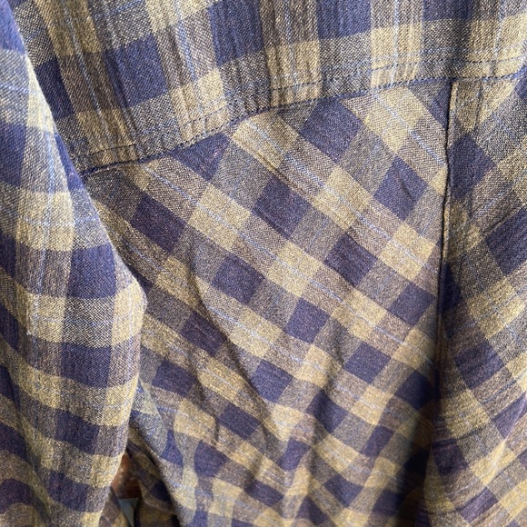 FREE PEOPLE Ladies M Cut Out Check Print Hi-Lo Snap Button Front Blouse - Picture 10 of 10